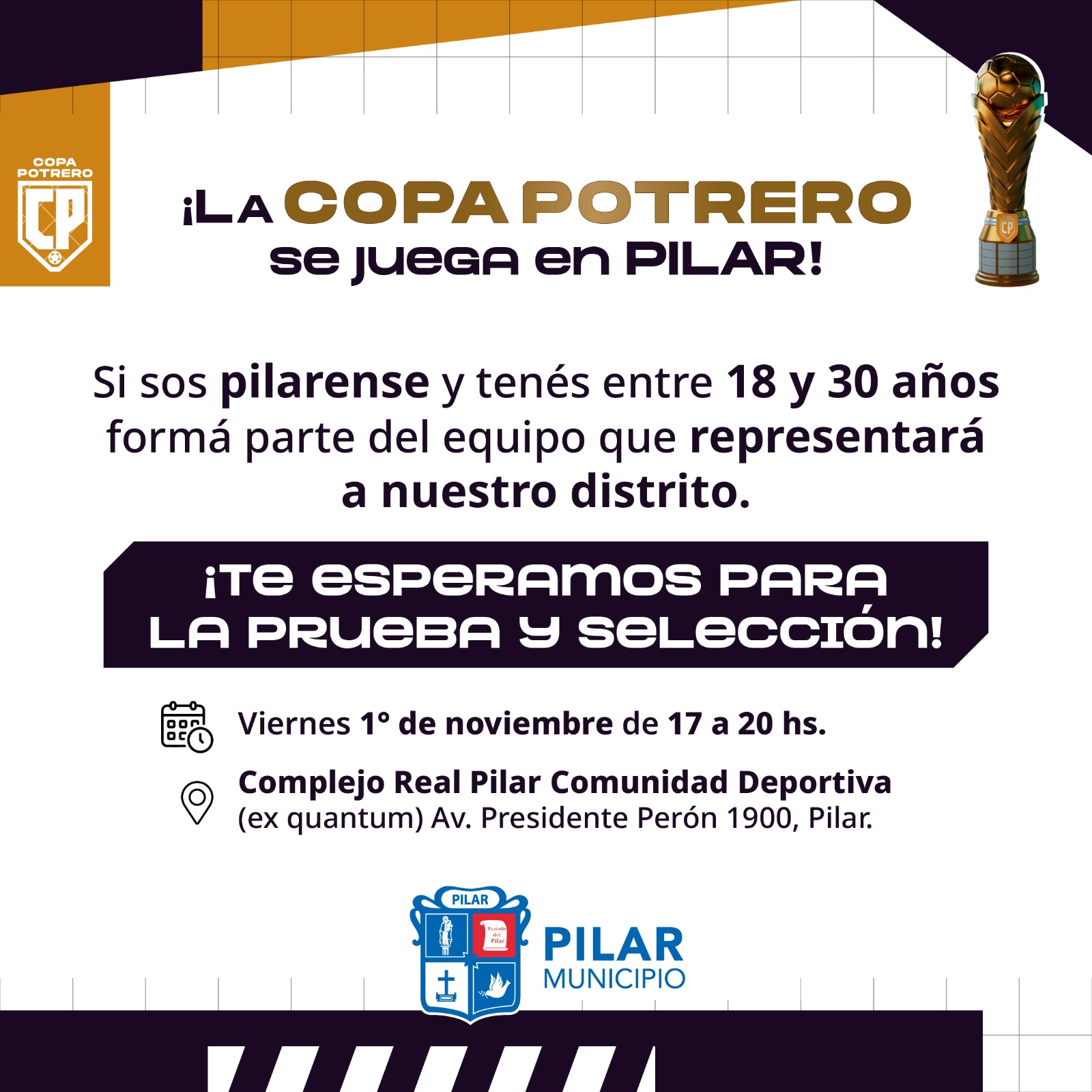 *Anotate y se parte del equipo que representará a Pilar en la Copa Potrero*
